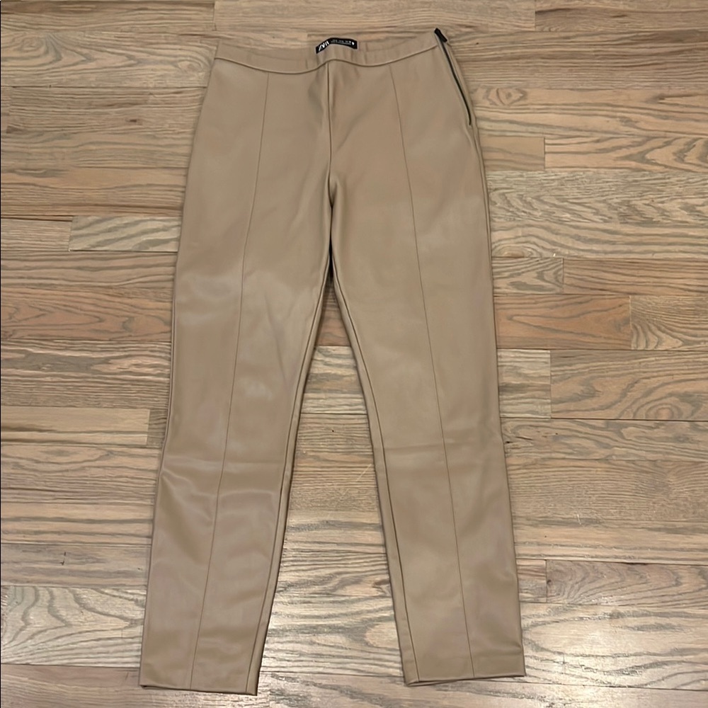 Zara Tan Cropped Ankle Trousers